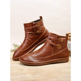 Womens Stitching Slip On Solid Color Slip Resistant Winter Ankle Boots