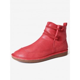 Womens Stitching Slip On Solid Color Slip Resistant Winter Ankle Boots