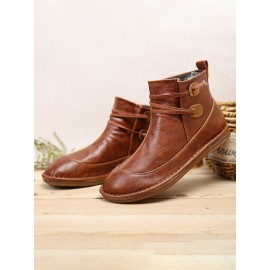 Womens Stitching Slip On Solid Color Slip Resistant Winter Ankle Boots