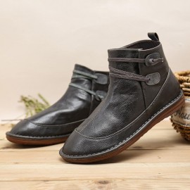 Womens Stitching Slip On Solid Color Slip Resistant Winter Ankle Boots