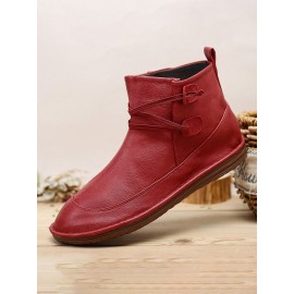 Womens Stitching Slip On Solid Color Slip Resistant Winter Ankle Boots