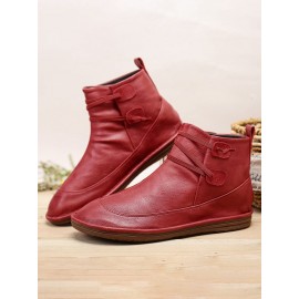 Womens Stitching Slip On Solid Color Slip Resistant Winter Ankle Boots