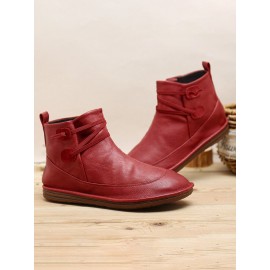 Womens Stitching Slip On Solid Color Slip Resistant Winter Ankle Boots