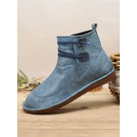 Womens Stitching Slip On Solid Color Slip Resistant Winter Ankle Boots