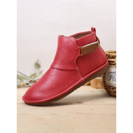 Hook Loop Splicing Slip Resistant Slip On Flat Ankle Casual Short Boots For Women