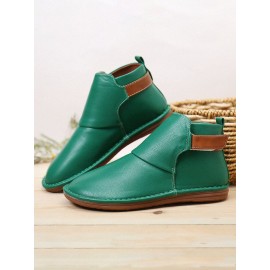 Hook Loop Splicing Slip Resistant Slip On Flat Ankle Casual Short Boots For Women