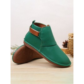 Hook Loop Splicing Slip Resistant Slip On Flat Ankle Casual Short Boots For Women