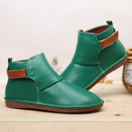 Hook Loop Splicing Slip Resistant Slip On Flat Ankle Casual Short Boots For Women