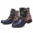 Retro Genuine Leather Splicing Fancy Pattern Zipper Flat Short Boots