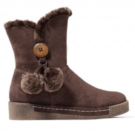 Furry Buckle Decoration Zipper Fur Lining Winter Snow Boots