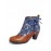 Retro Embossed Genuine Leather Splicing Folkways Flower Pattern High Heel Boots