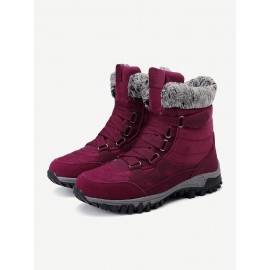 Large Size Women Hook Loop Outdoor Mid Calf Warm Suede Boots