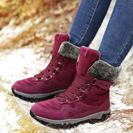 Large Size Women Hook Loop Outdoor Mid Calf Warm Suede Boots