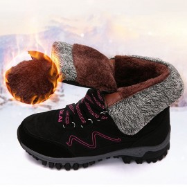 Large Size Women Hook Loop Outdoor Mid Calf Warm Suede Boots