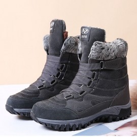 Large Size Women Hook Loop Outdoor Mid Calf Warm Suede Boots
