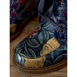 Socofy Vintage Embossed Leather Side Zipper Hard Wearing Short Boots