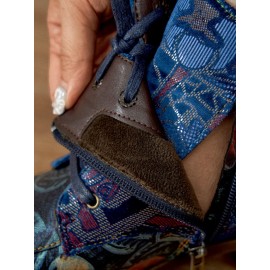 Socofy Vintage Embossed Leather Side Zipper Hard Wearing Short Boots