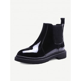 Black Waterproof Ankle Knight European Style Flat Boots