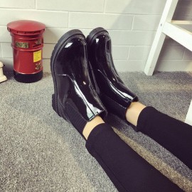 Black Waterproof Ankle Knight European Style Flat Boots