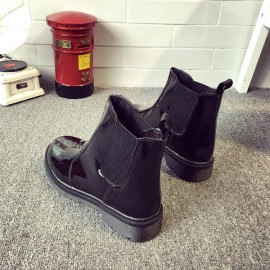 Black Waterproof Ankle Knight European Style Flat Boots