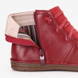 Women Comfortable Soft Sole Closed Toe Slip Resistant Flat Ankle Casual Zipper Boots