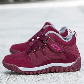 Women Winter Warm Plush Lining Hook Loop Outdoor Ankle Boots