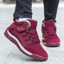 Women Winter Warm Plush Lining Hook Loop Outdoor Ankle Boots