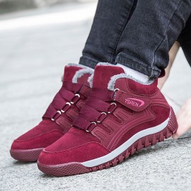 Women Winter Warm Plush Lining Hook Loop Outdoor Ankle Boots