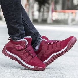 Women Winter Warm Plush Lining Hook Loop Outdoor Ankle Boots