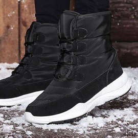 Waterproof Slip Resistant Cross Strap Plush Lining Winter Outdoor Snow Boots