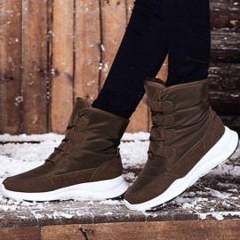 Waterproof Slip Resistant Cross Strap Plush Lining Winter Outdoor Snow Boots