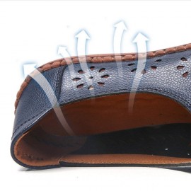 Women Cow Split Leather Hollow Out Breathable Soft Non Slip Women\'s Casual Loafers