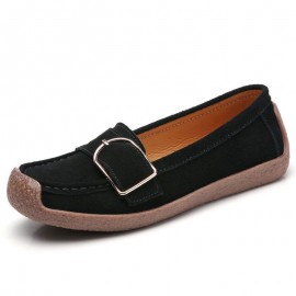 Women Buckle Decoration Comfy Soft Sole Casual Loafers
