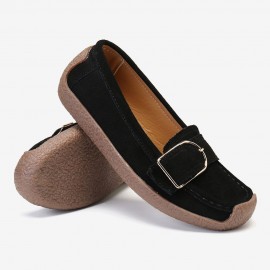 Women Buckle Decoration Comfy Soft Sole Casual Loafers