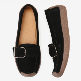 Women Buckle Decoration Comfy Soft Sole Casual Loafers