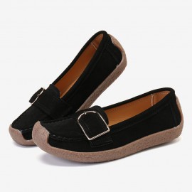 Women Buckle Decoration Comfy Soft Sole Casual Loafers