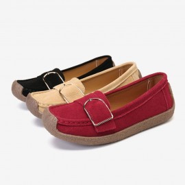 Women Buckle Decoration Comfy Soft Sole Casual Loafers