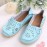 Big Size Leather Hollow Out Floral Breathable Soft Comfy Lace Up Flat Shoes