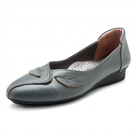 Women Office Leaf Leather Slip On Flats