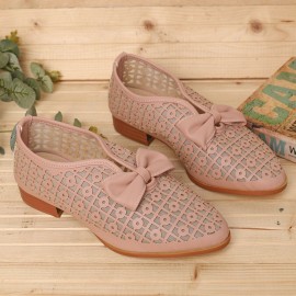 Plus Size Casual Butterfly Knot Hollow White Shoes for Women