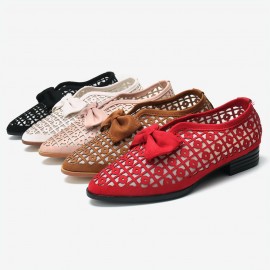 Plus Size Casual Butterfly Knot Hollow White Shoes for Women