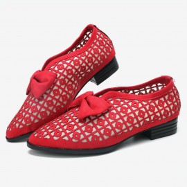 Plus Size Casual Butterfly Knot Hollow White Shoes for Women