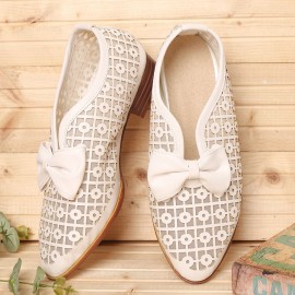 Plus Size Casual Butterfly Knot Hollow White Shoes for Women