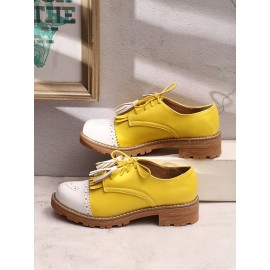 Women Tassel Decor Slip Resistant Casual Ladies Creepers Brogue Shoes
