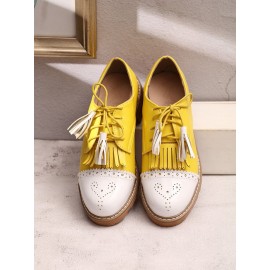 Women Tassel Decor Slip Resistant Casual Ladies Creepers Brogue Shoes