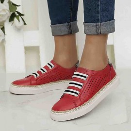 Plus Size Women Comfy Hollow Elastic Band Casual Flat Shoes