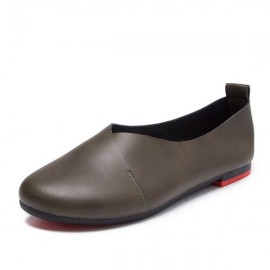 Big Size Leather Comfortable Slip On Lazy Casual Flat Shoes