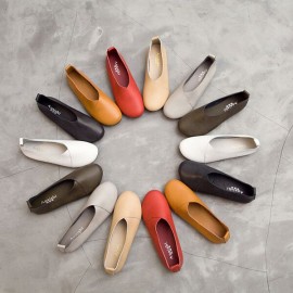 Big Size Leather Comfortable Slip On Lazy Casual Flat Shoes
