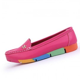 Rainbow Multi-Color Metal Flat Leather Soft Slip On Loafers