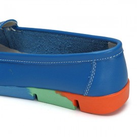 Rainbow Multi-Color Metal Flat Leather Soft Slip On Loafers